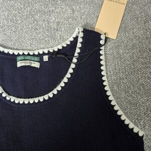 Scotch &‎ Soda Sleeveless Top Women's Navy Tank With Design Size L Ribbed NWT
